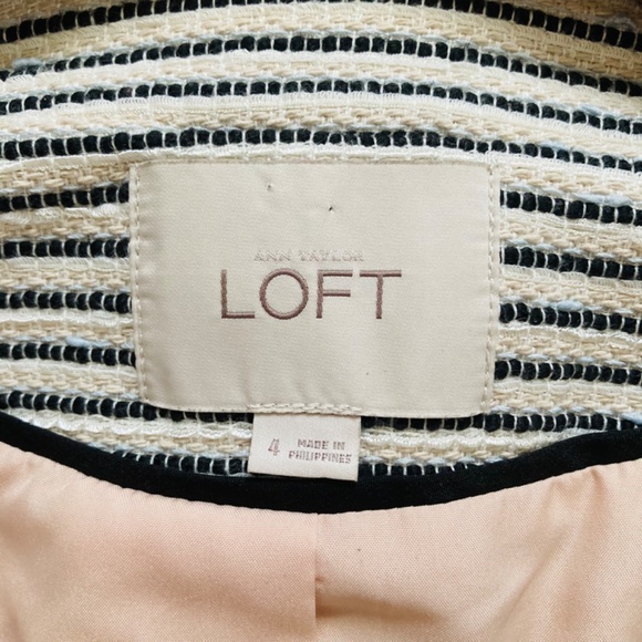 Ann Taylor LOFT Cropped Tweed Blazer Jacket Black White Size 4 - Picture 9 of 11